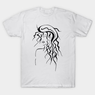 Black and white curly girl T-Shirt